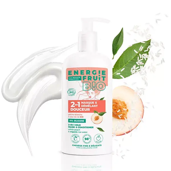 Máscara Suavizante para Cabelos Finos e Delicados Energie Fruit com Pêssego Branco e Água de Arroz Orgânica 300ml