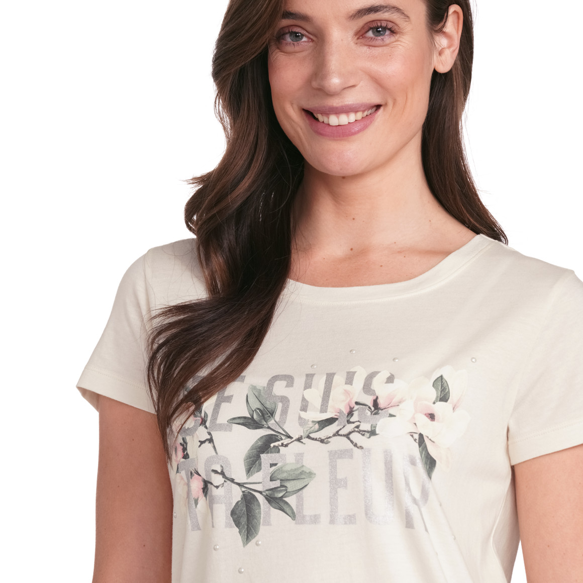 Gina Collection Damen T-Shirt mit Print weiss
