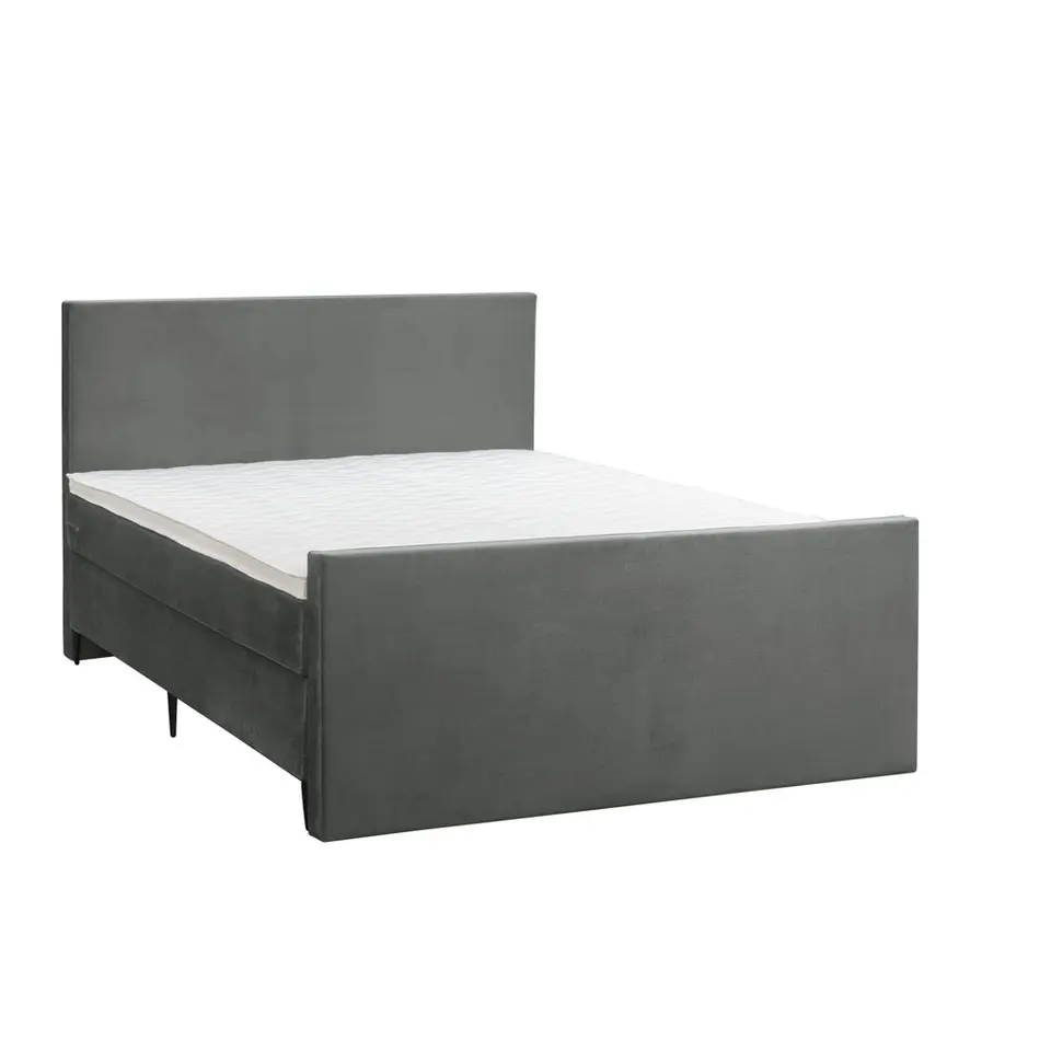 Boxspring met voetbord Liv egaal - grijs - 160x200 cm - slanke poot