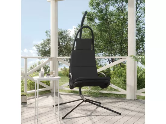 Chaise balançoire jardin coussin gris foncé tissu Oxford-acier