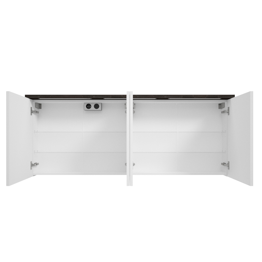 Fontana Grado spiegelkast met verlichting 157cm 4 deuren kasteel bruin