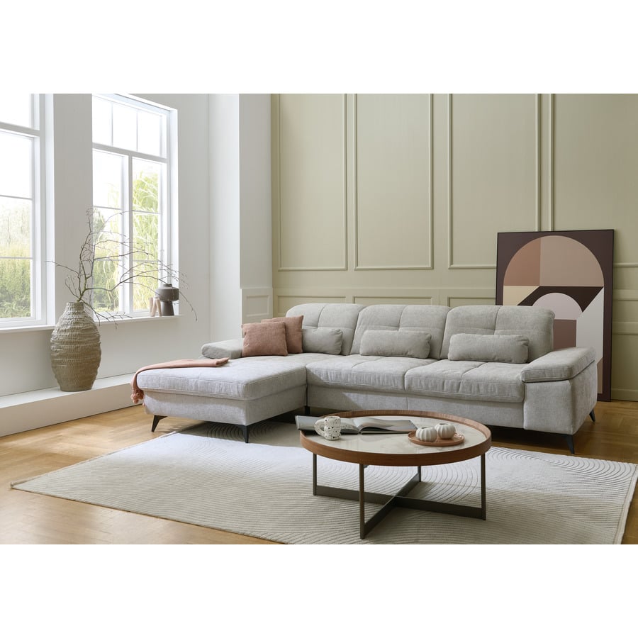 Ecksofa Potsdam Stoff grau, Recamière links