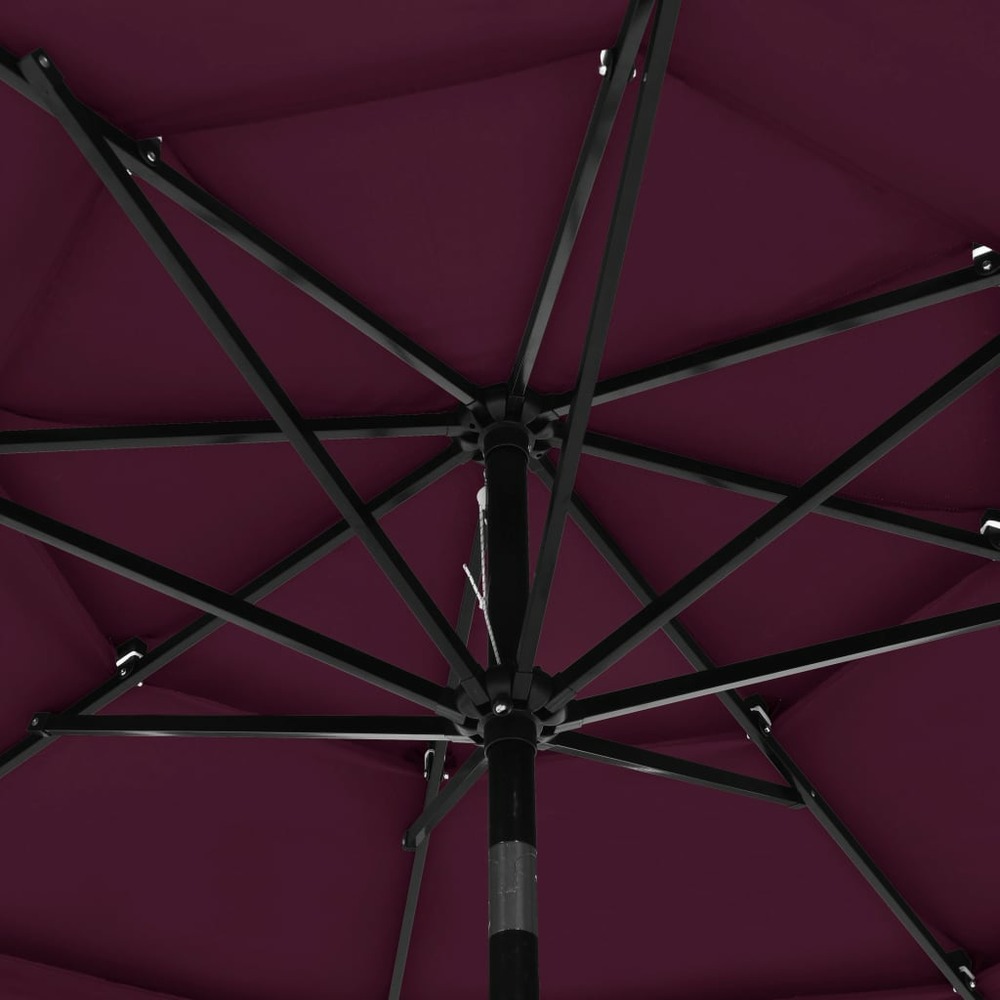Parasol à 3 niveau x avec mât en aluminium 3 m bordeaux