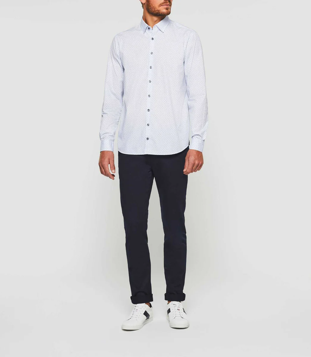 Chemise casual marine et blanche 