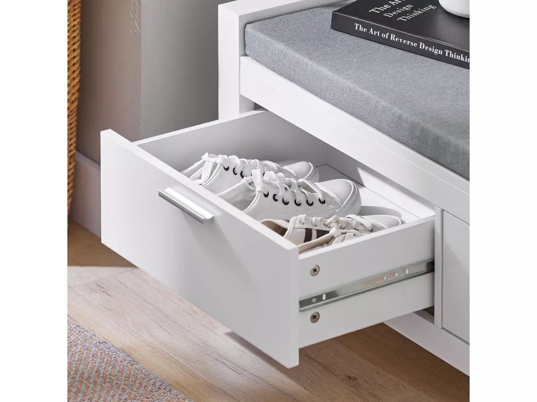 Banc de Rangement à Chaussures avec Coussin Rembourré Commode à Chaussures Meuble d'entrée, FSR74-W