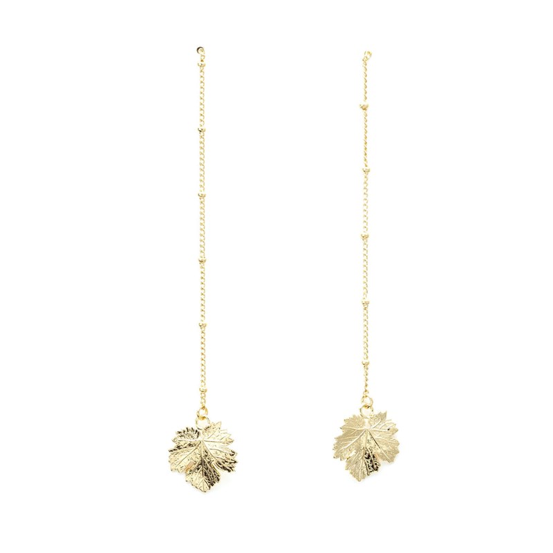boucles d'oreilles pendantes feuilles doré à l'or fin - HÉRA