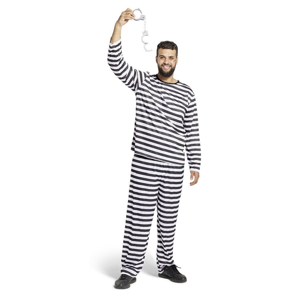 Déguisement adulte prisonnier rayé noir blanc - Taille M