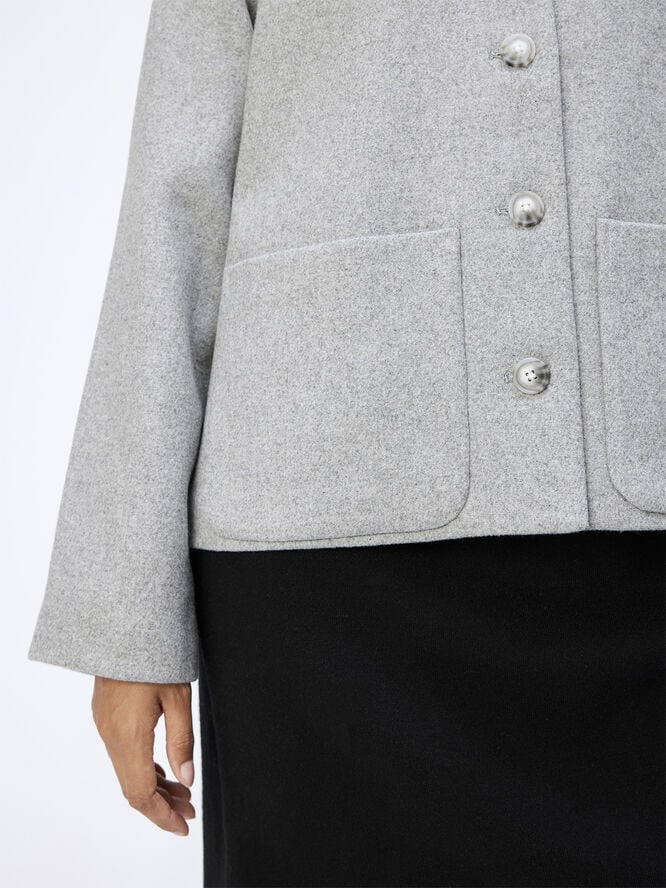 Object OBJPISA SHORT JACKET DIV Light grey melange