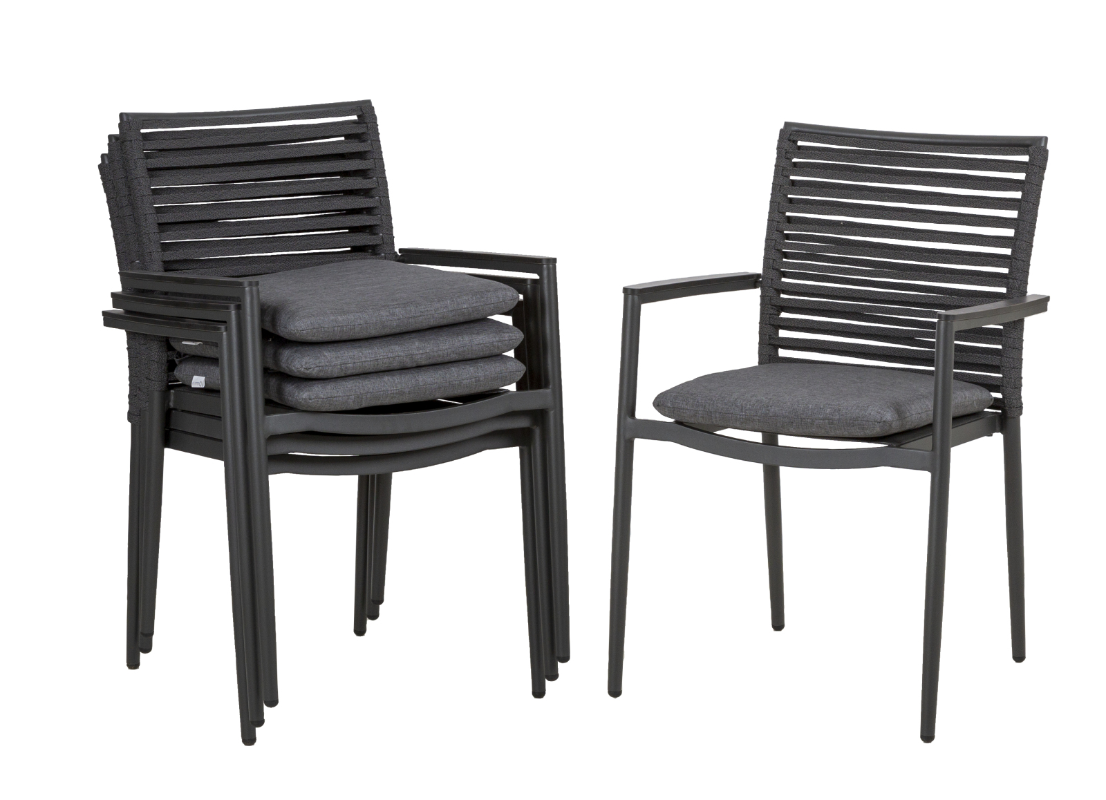 4-teiliges Gartenstuhl-Set - anthrazit - stapelbar - 61x86 cm