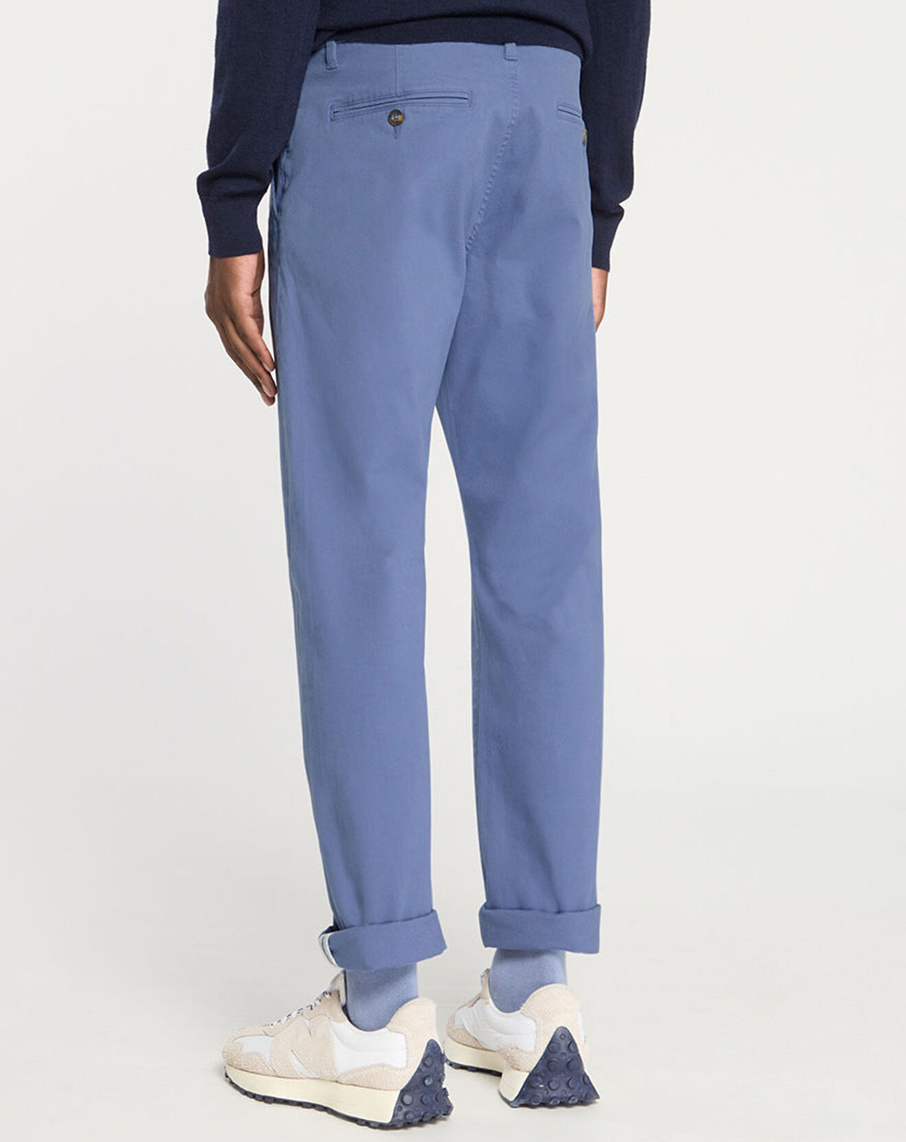Galeries Lafayette Pantalon chino en Coton bio droit Kutdroit bleu vintage