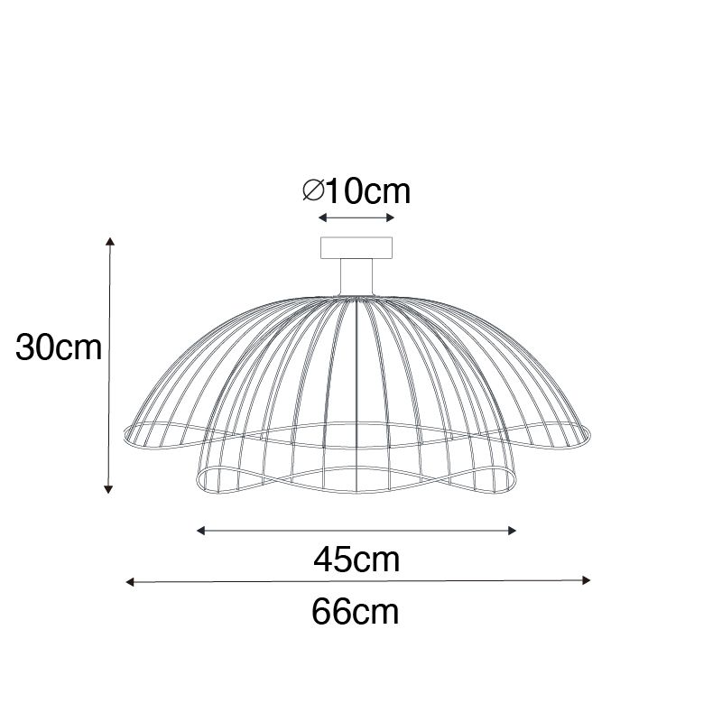 Design plafondlamp zwart met dubbel kap 66cm - Pua