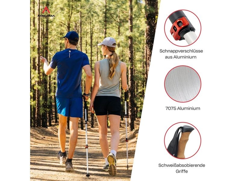 Atacama Nordic Walking Stöcke 110-135 cm Teleskop Wanderstöcke aus Aluminium