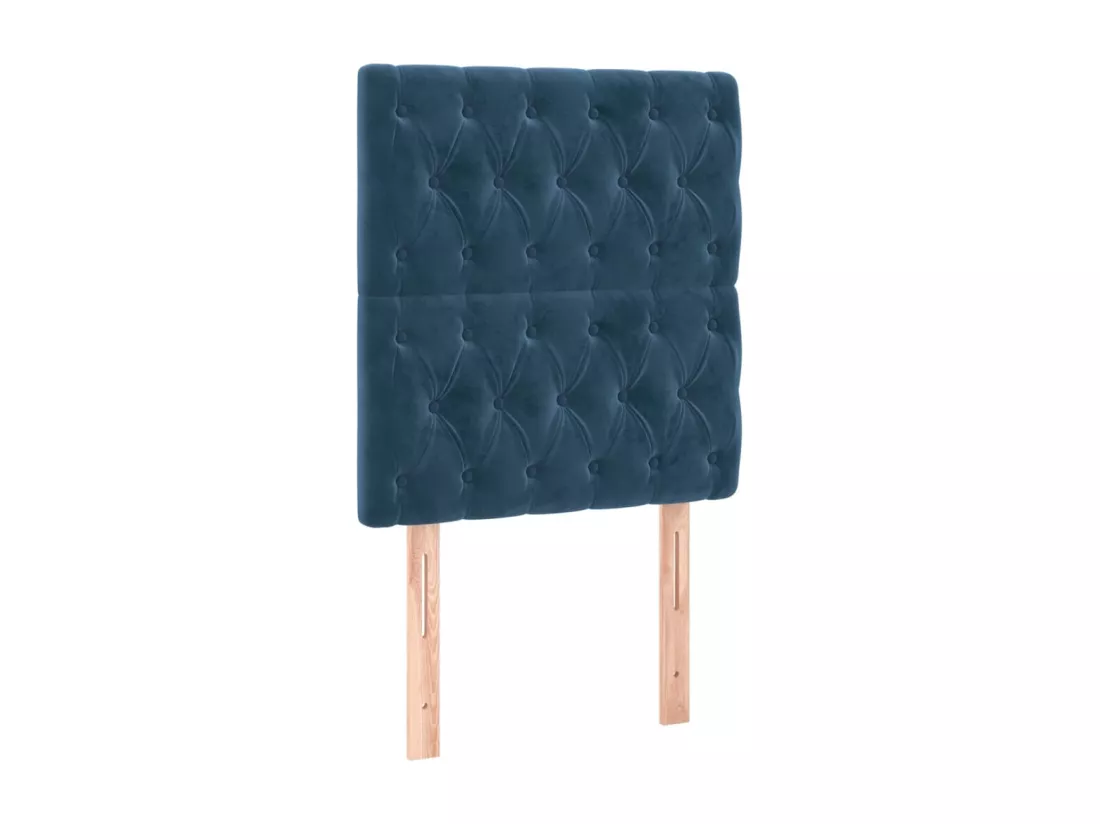 Sommier tapissier et matelas et LED Bleu foncé 90x190cm Velours