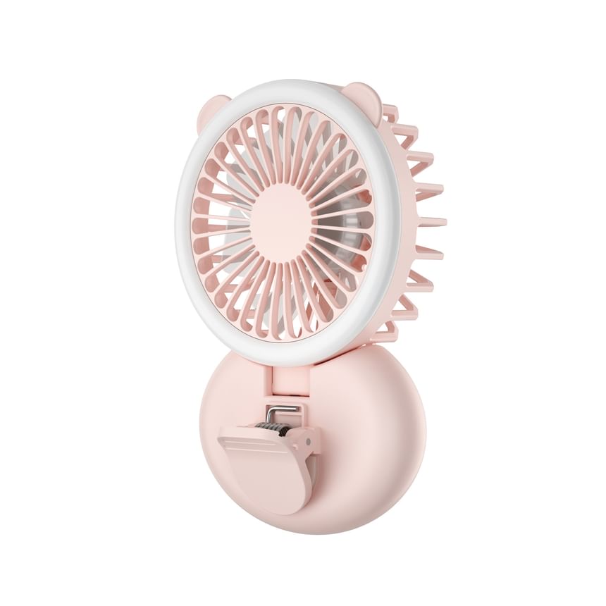 HOMTEC - USB oplaadbare clip-on ventilator met ringlamp