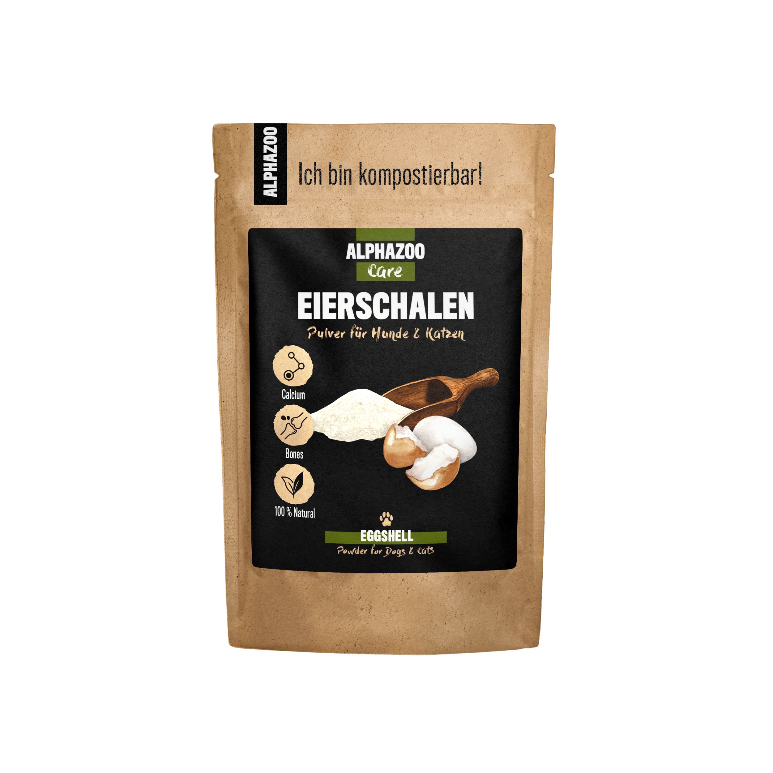 ALPHAZOO Eierschalen-Pulver für Hunde und Katzen