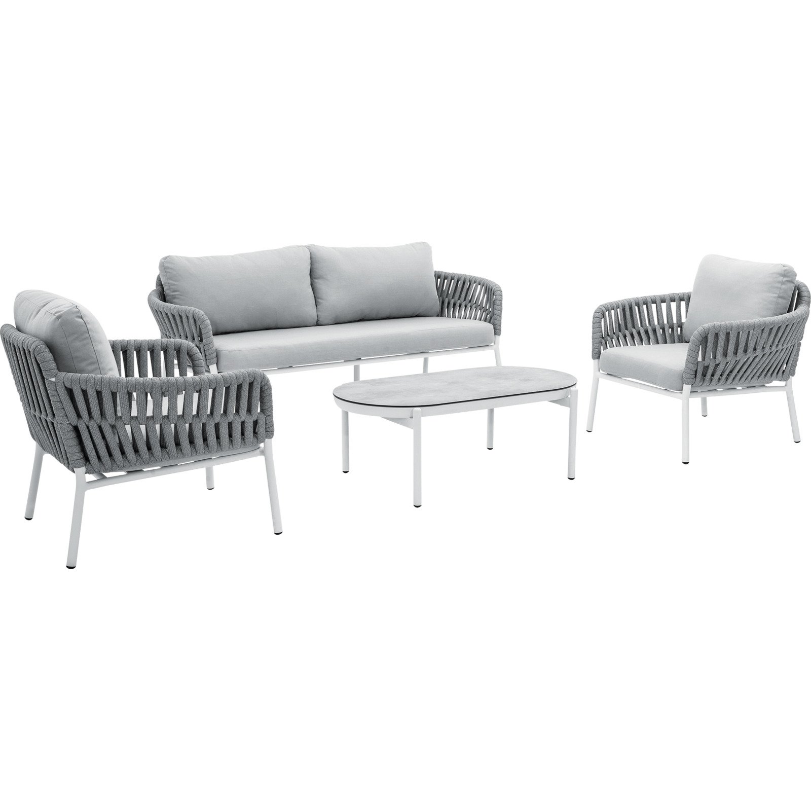 Gartenlounge Helen weiss/grau