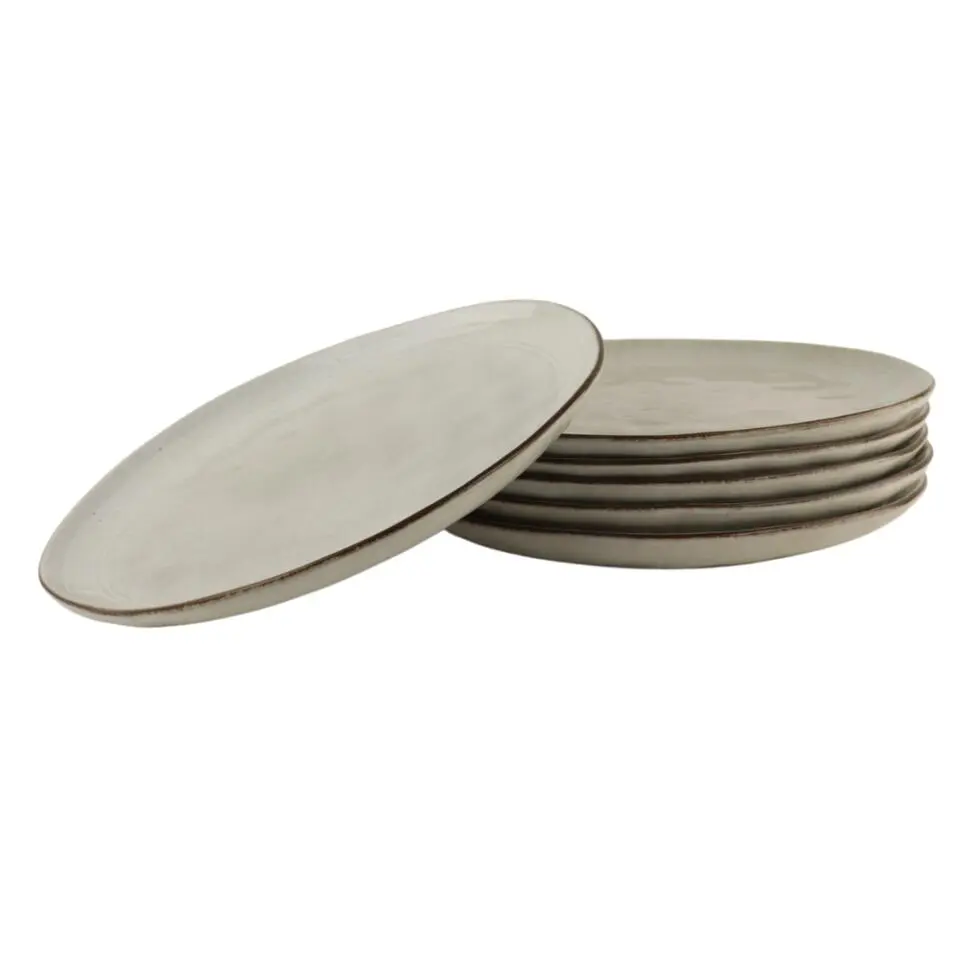 OTIX Diner Bordenset 6 Persoons Beige 26,5cm Keramiek LILY