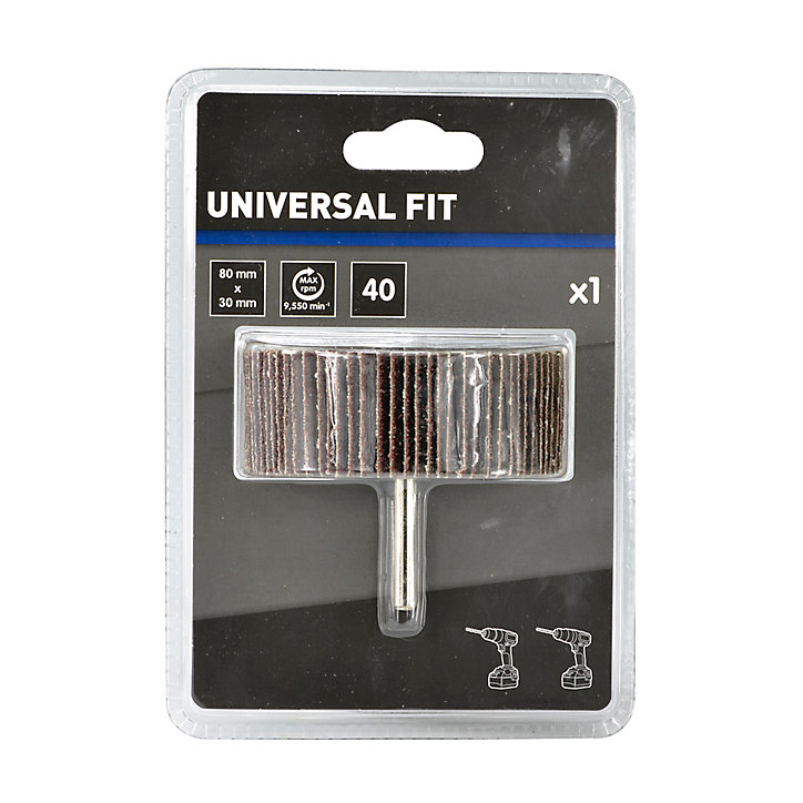 Rouleau abrasif Universal pour perceuse 80 x 30 mm, Grain 40
