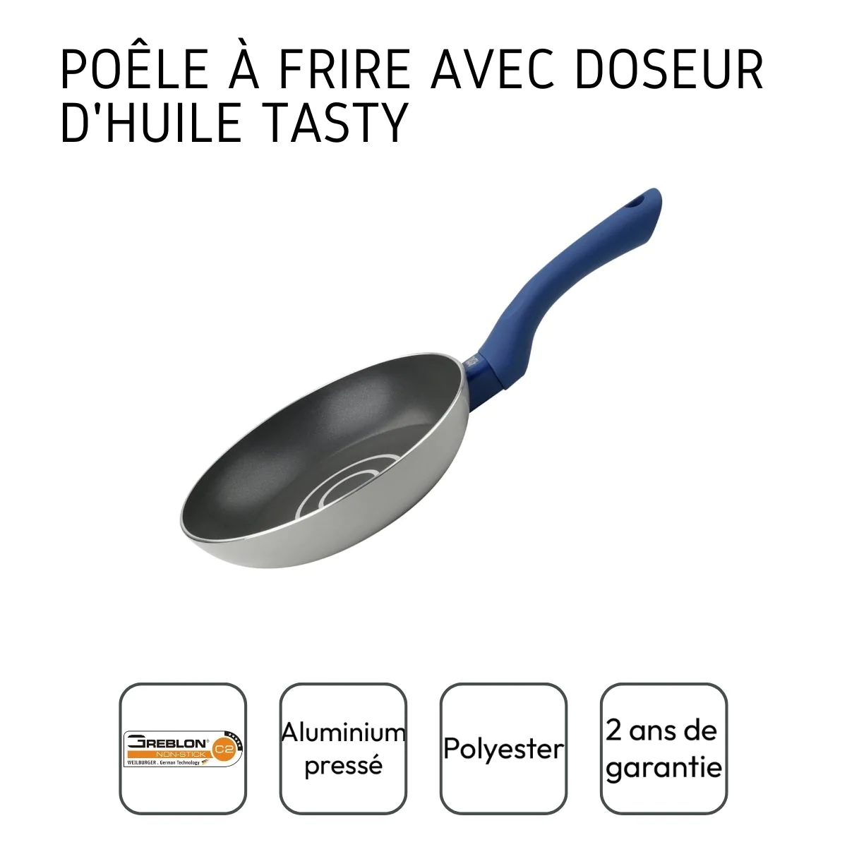 Poêle à frire avec doseur d'huile 20 cm Casserole Tasty