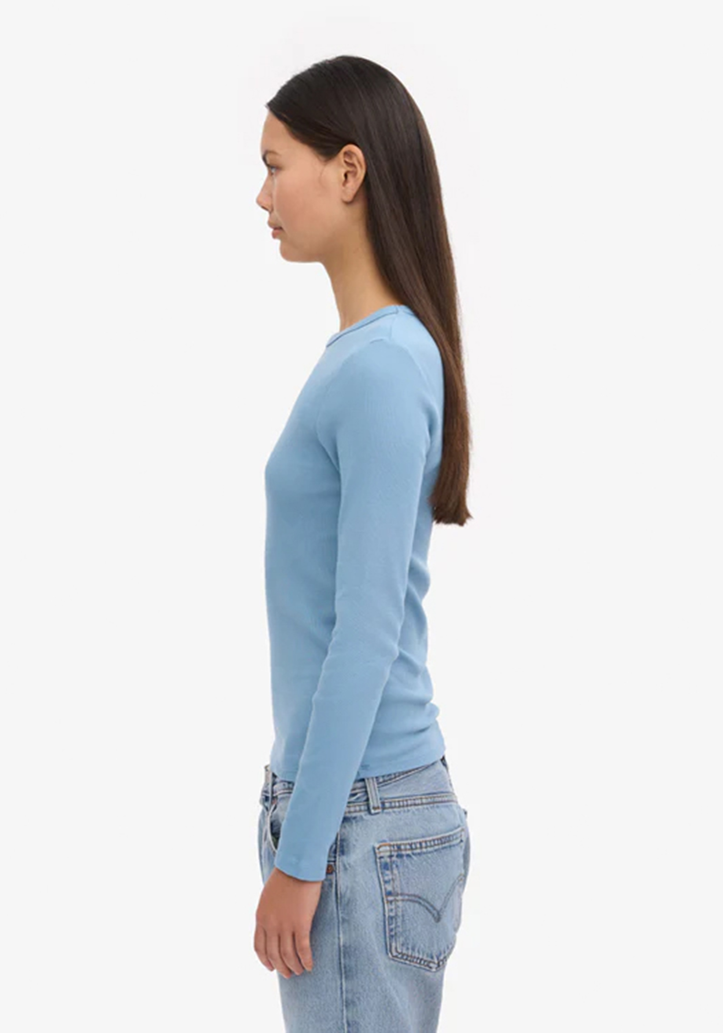 Colorful Standard Damen-Longsleeve Rib Seaside Blue