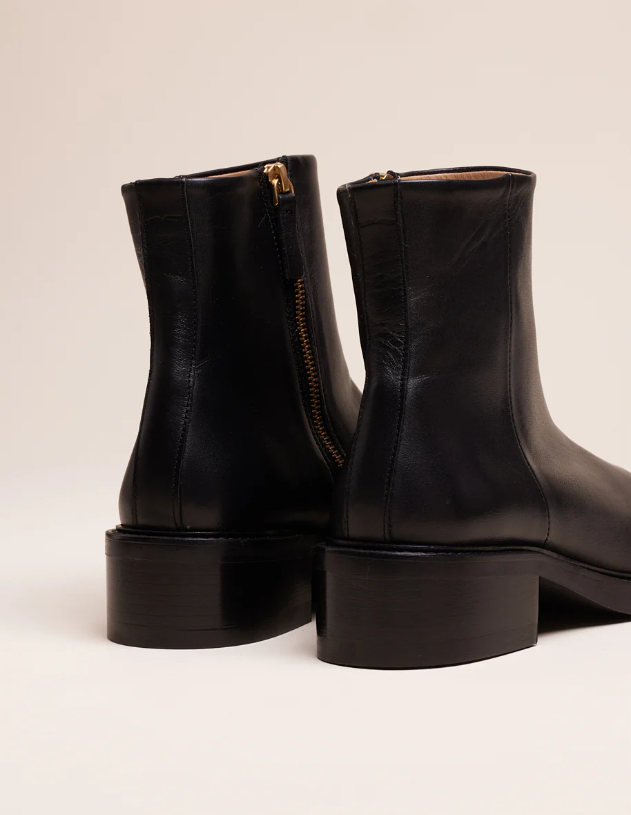 Bottines à talons Véronique - Cuir grainé noir