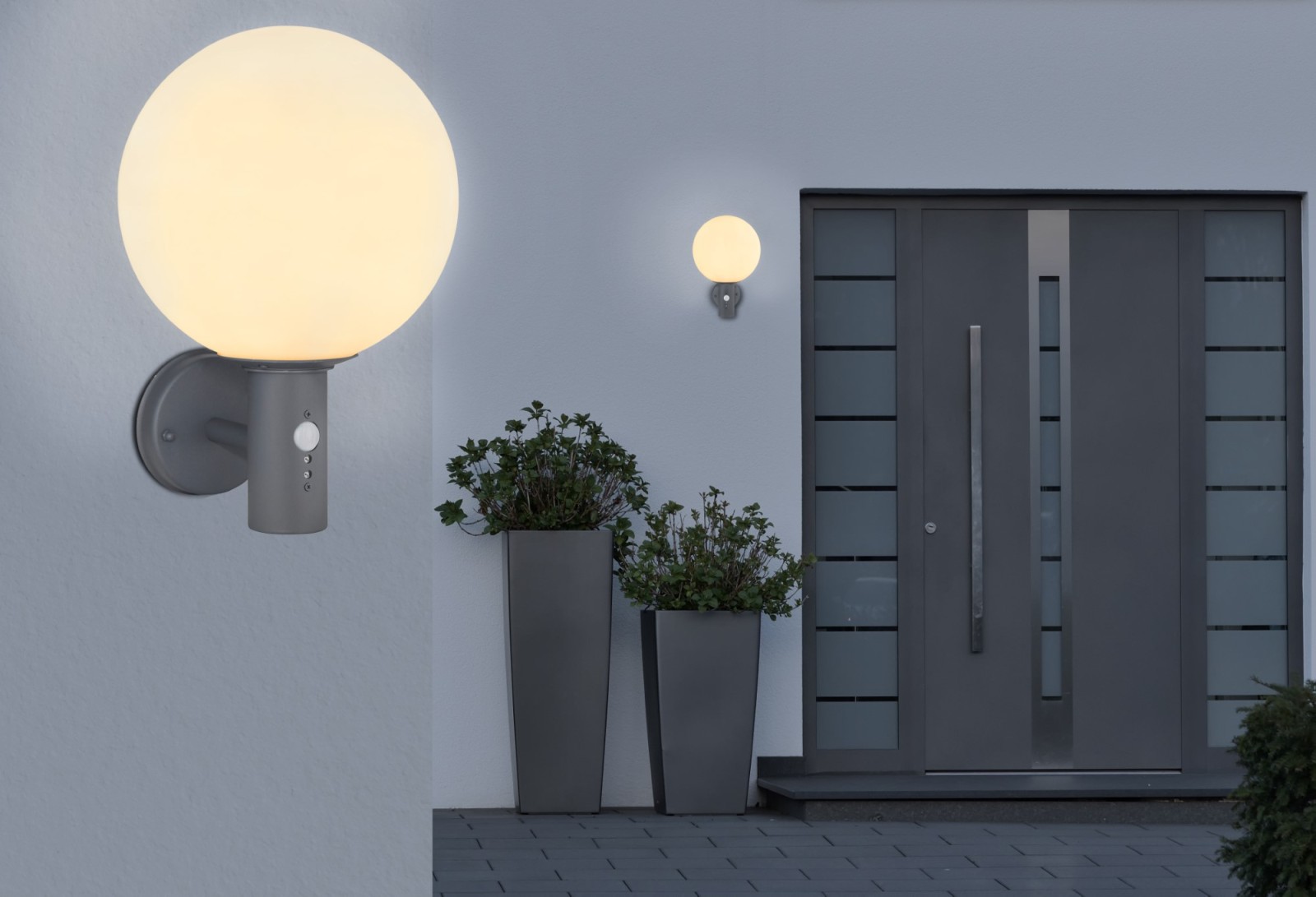 LED-Außenleuchte - anthrazit-weiß - Edelstahl - mit Sensor