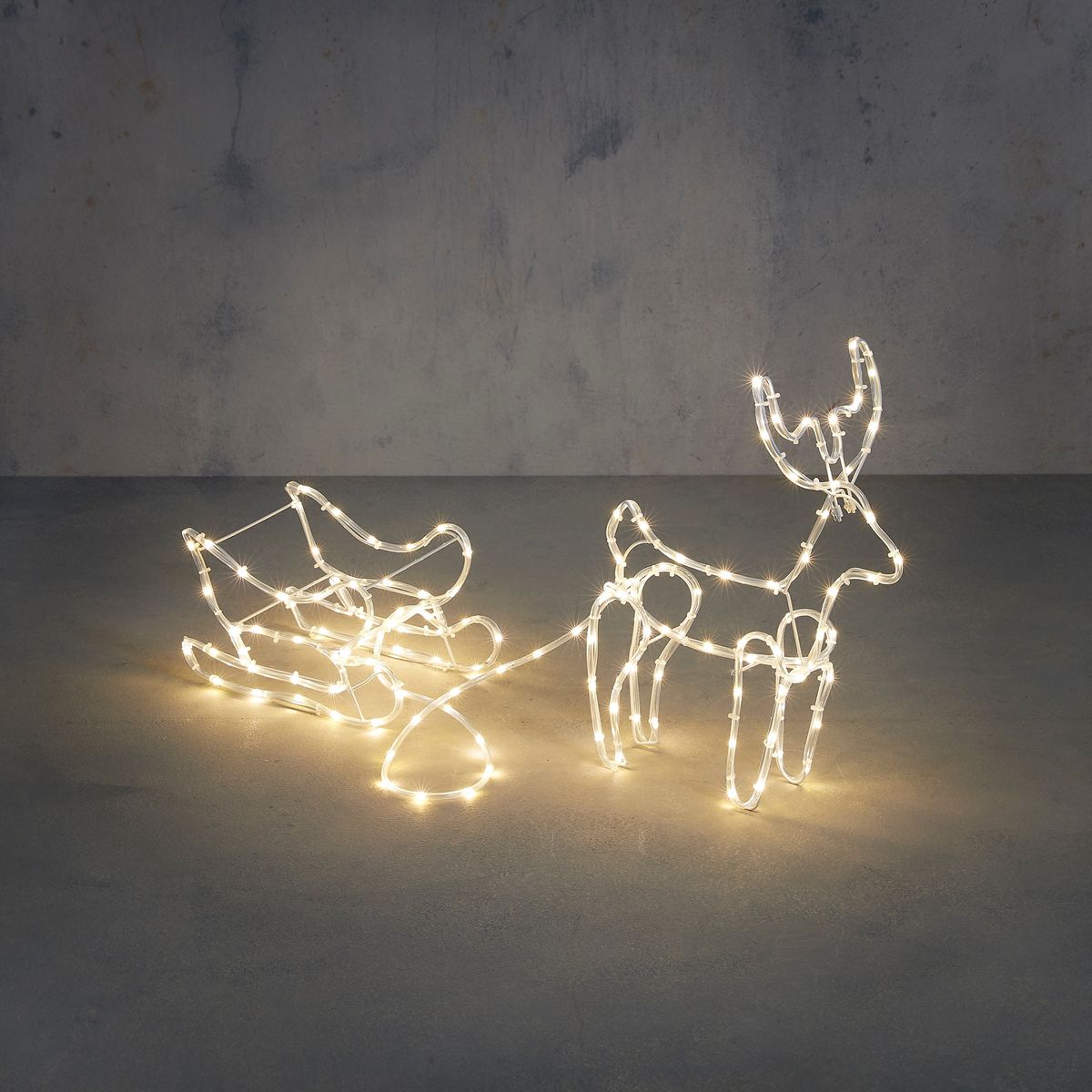 Kerst vloerlamp rendier met slee 116cm incl. LED met timer IP44 - Sori
