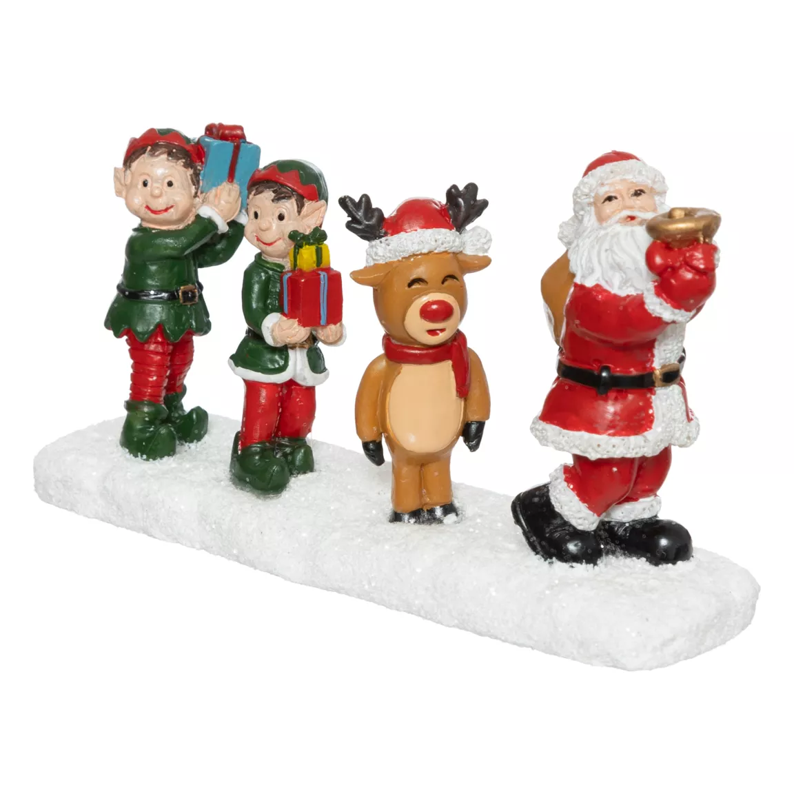 Figurine pour village (H6,5 cm) Père Noël et Lutins
