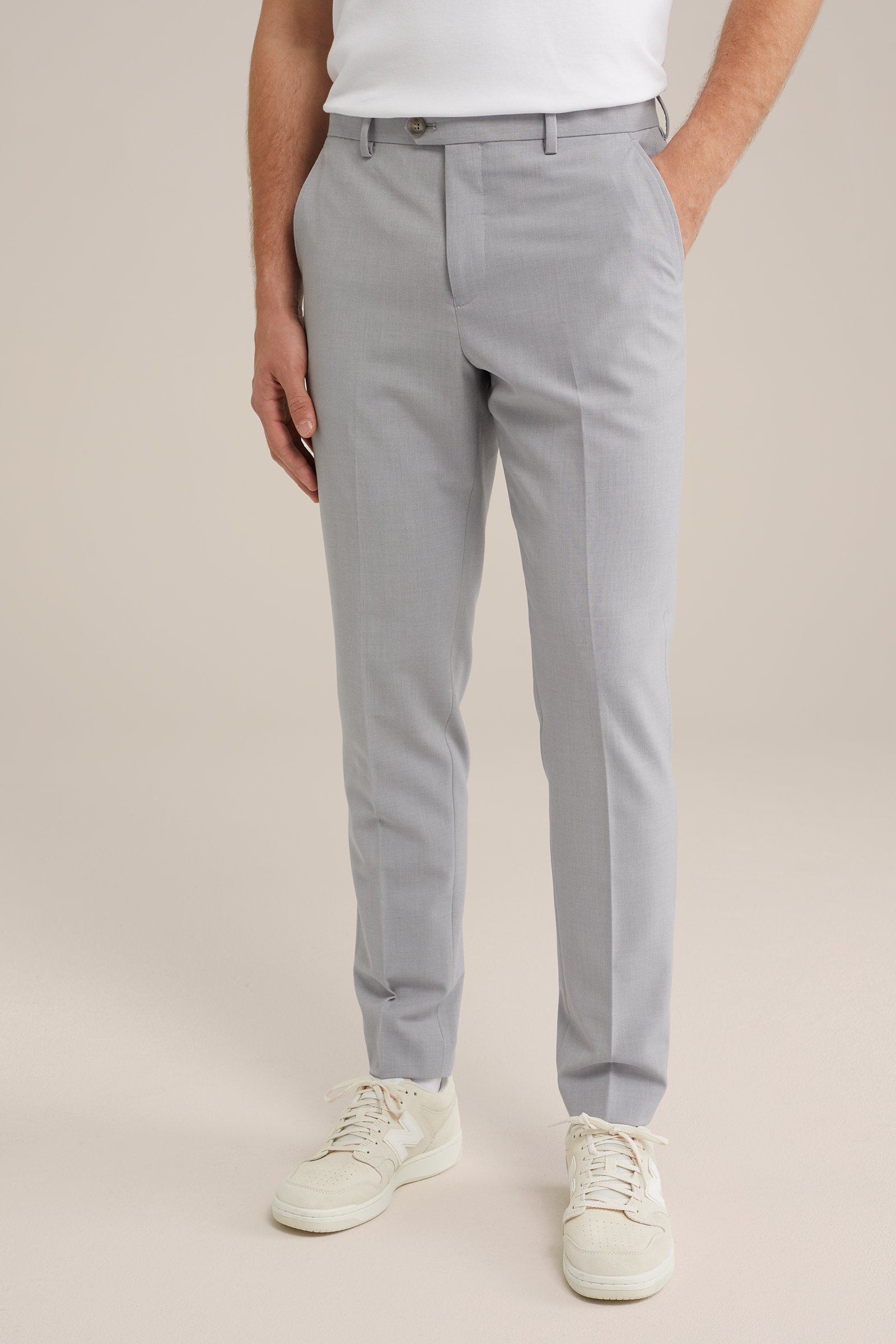 slim fit pantalon Fundamentals Lichtgrijs gemeleerd