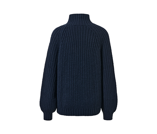 Strickpullover mit Stehkragen, dunkelblau