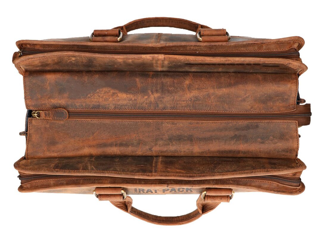 LD Lederwaren Laptoptas Rat Pack 17,3 inch Hunter Bruin
