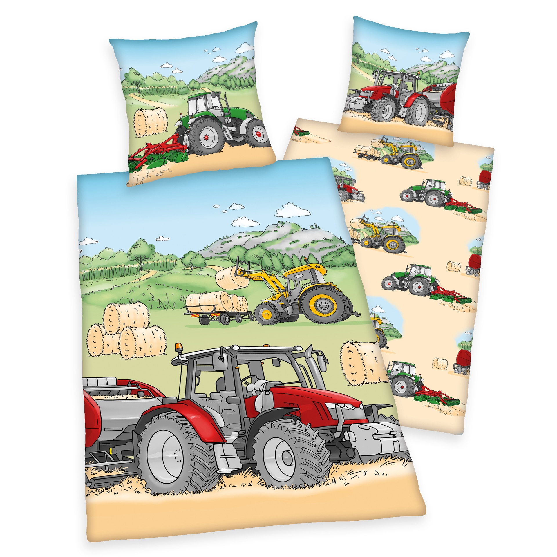 HERDING Kinder-Renforcé-Bettwäsche TRAKTOR 135 x 200 cm mehrfarbig