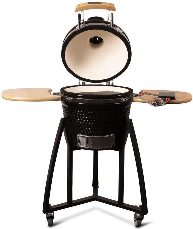 Patton - Premium Kamado - Barbecue - Zwart - Ø34 cm - Inclusief Bluetooth Kerntemperatuurmeter