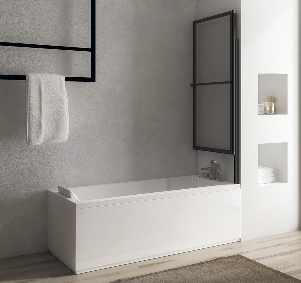 SHOWMODEL: Polysan Olbia inklapbare badwand 123x140cm zwart mat