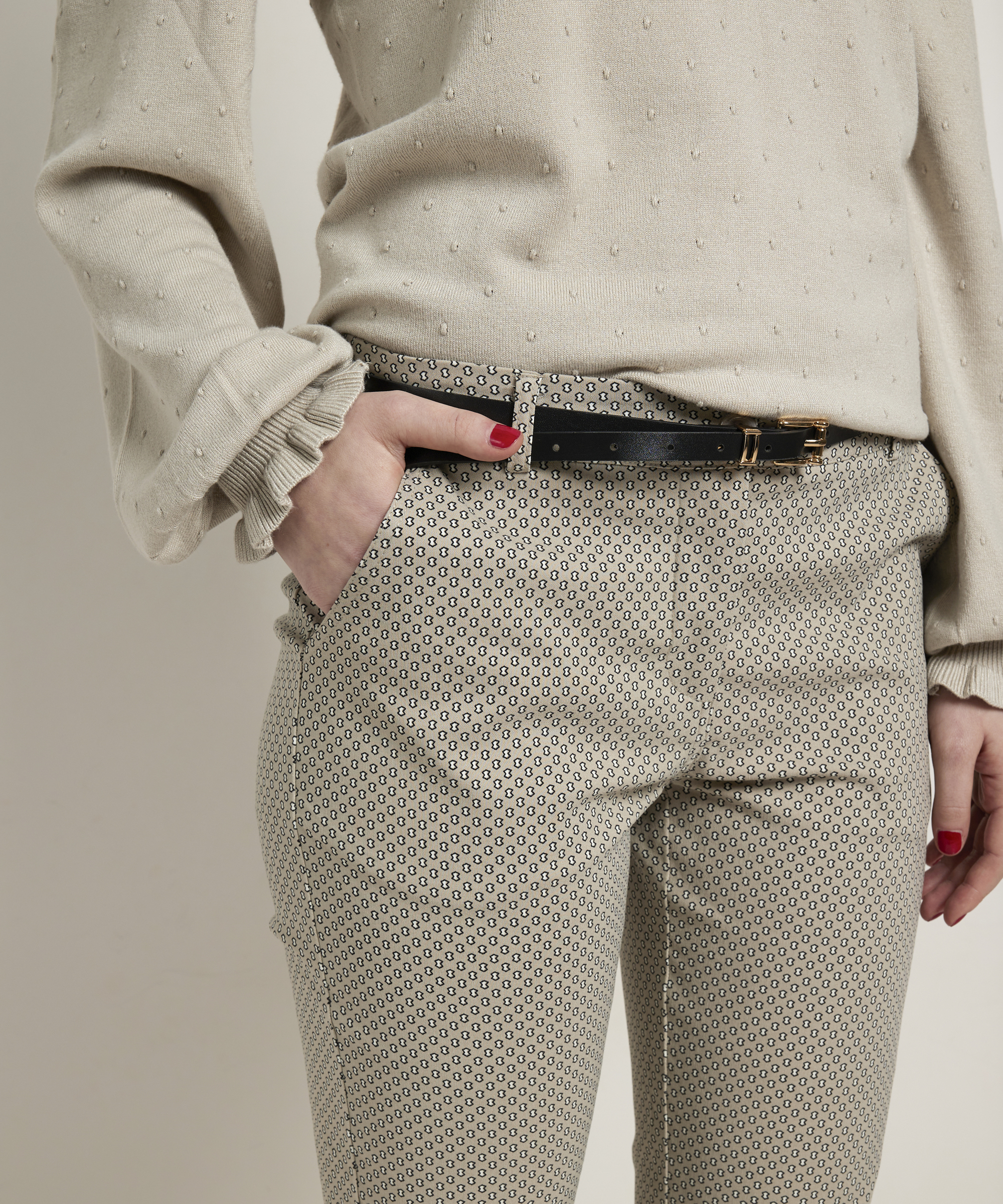 slim fit stretch broek met riem