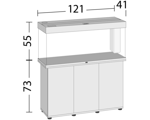 Juwel Rio 240 LED SBX aquariumcombinatie met LED-verlichting, verwarming, filter en grijze kast