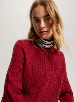 Vestido de malha de lã com tranças, estilo folgado