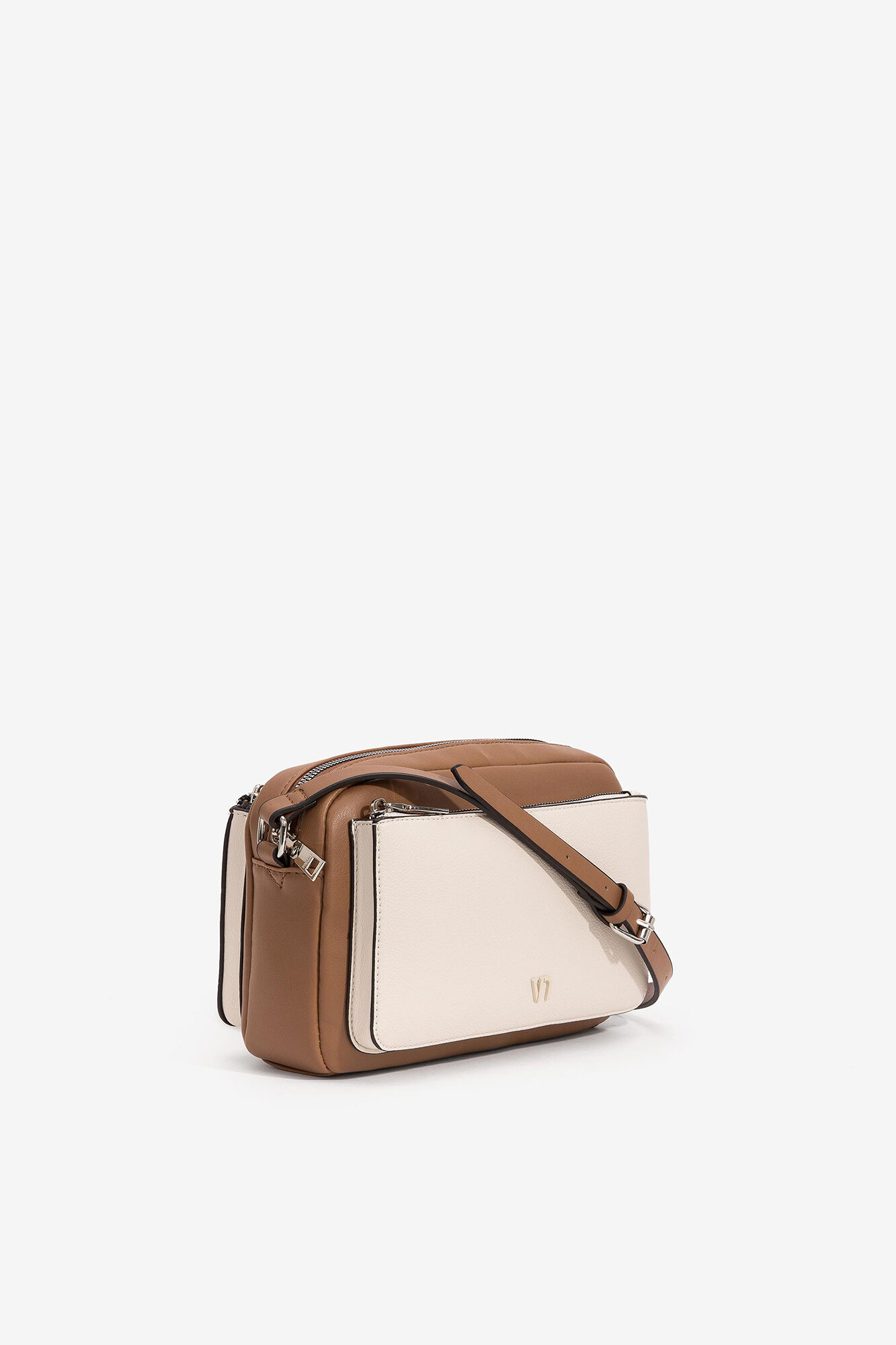 Bolsa transversal com três compartimentos