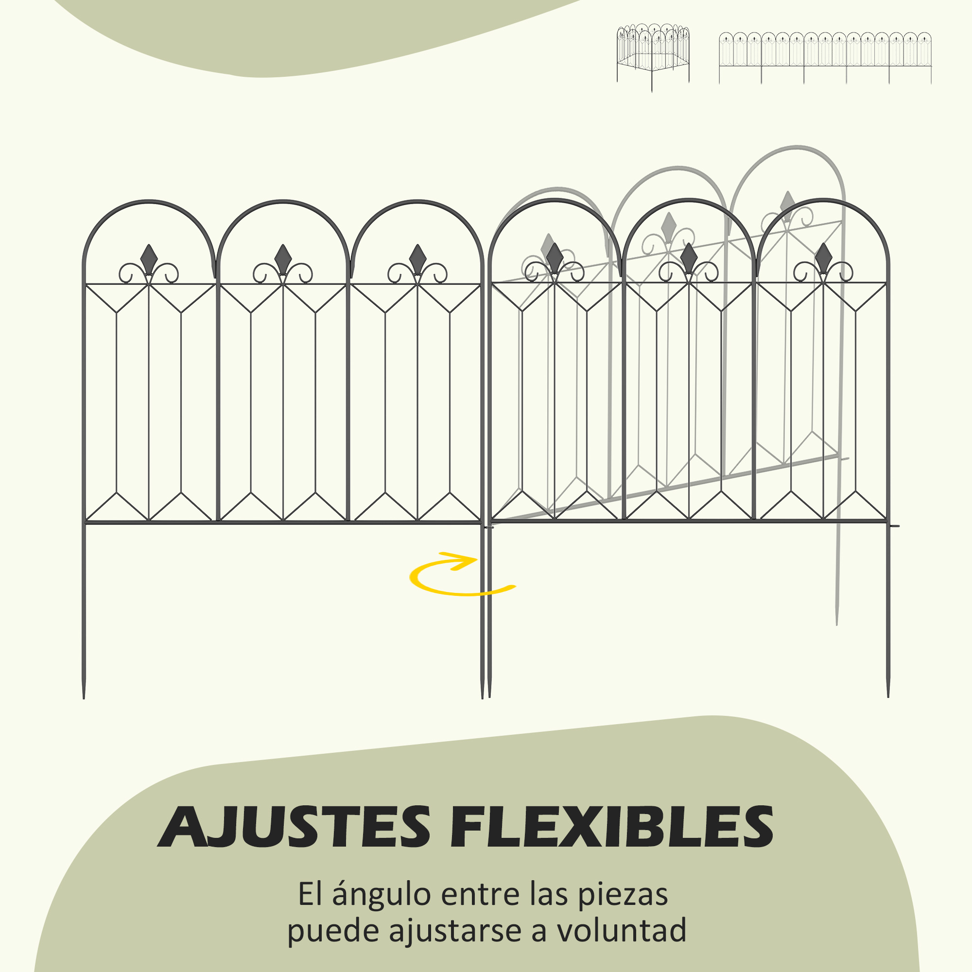 Cercas de jardim pretas Outsunny