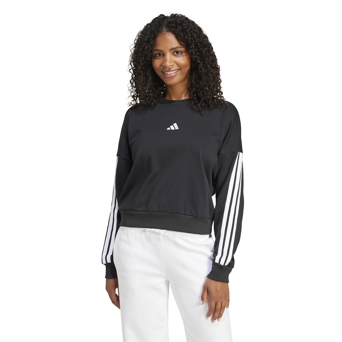ADIDAS SPORTSWEAR<br>Suéter de gola redonda Essentials com 3 listras
