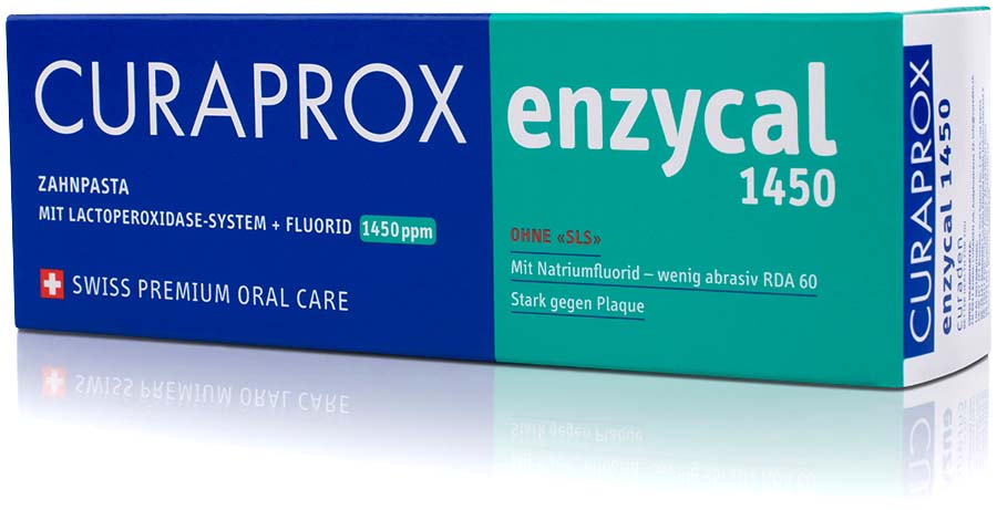 CURAPROX Enzycal 1450 Zahnpasta<br>75 ml, deutsch/französisch/englisch