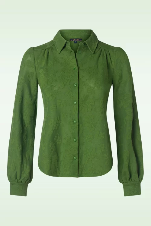 King Louie Carina Buzz Jacquard blouse in palmgroen