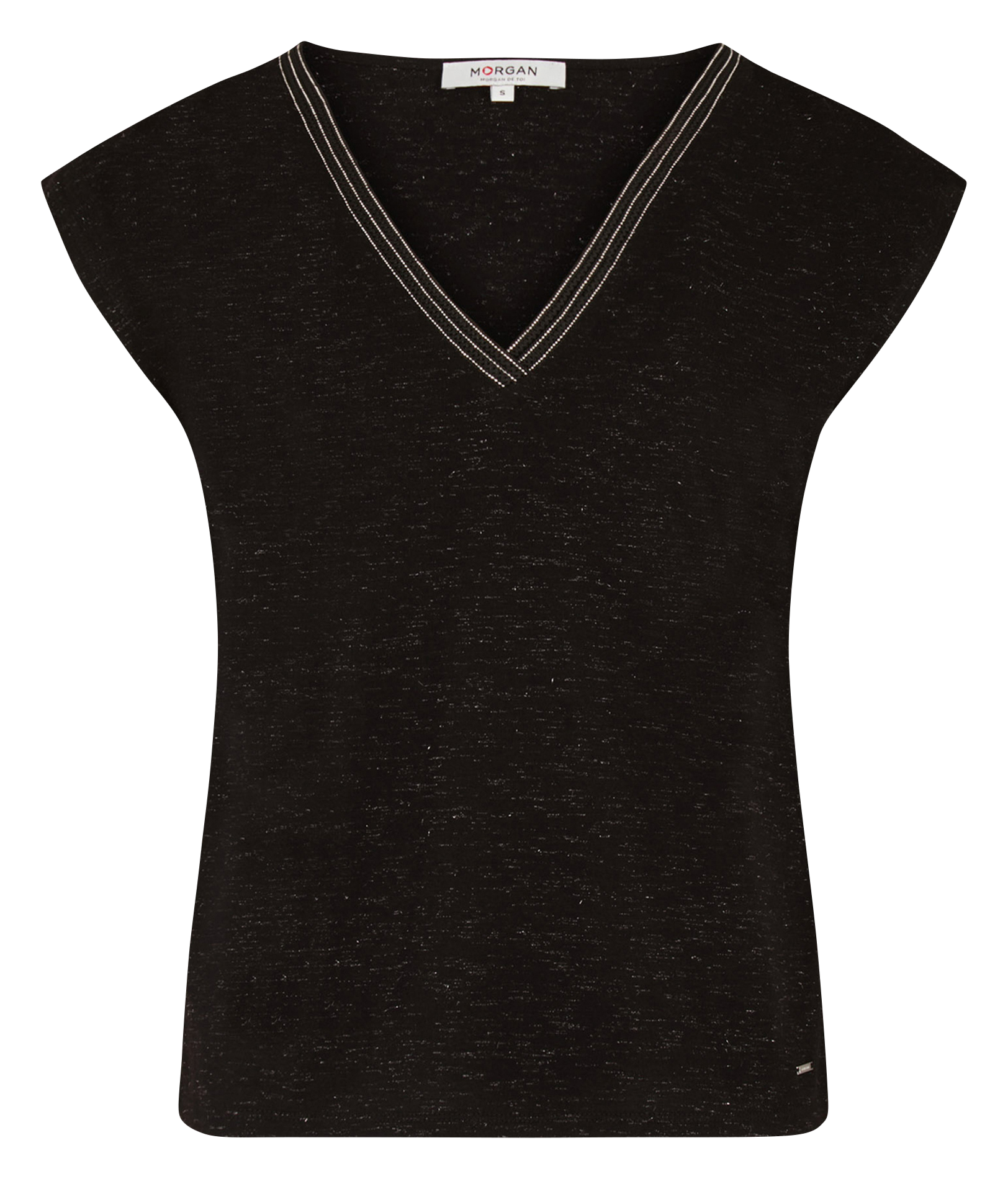 DAYAN - Tee-shirt col V fantaisie | Noir