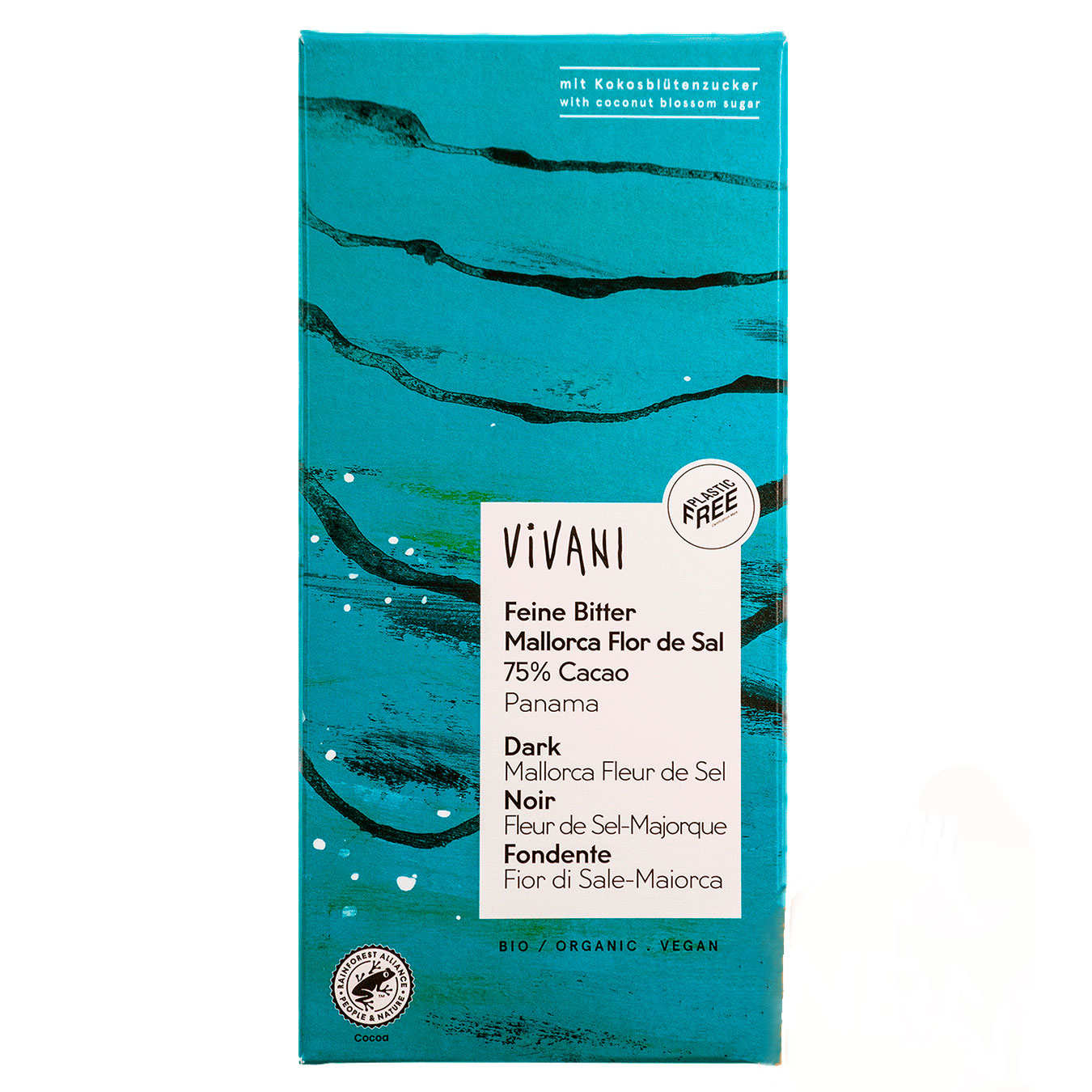 Chocolat noir bio 75% à la fleur de sel de Majorque - Vivani