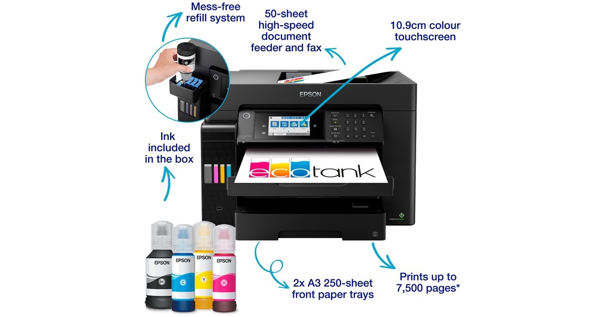 EpsonEcoTank ET-16650 all-in-one inkjetprinter met faxfunctie  (Zwart)