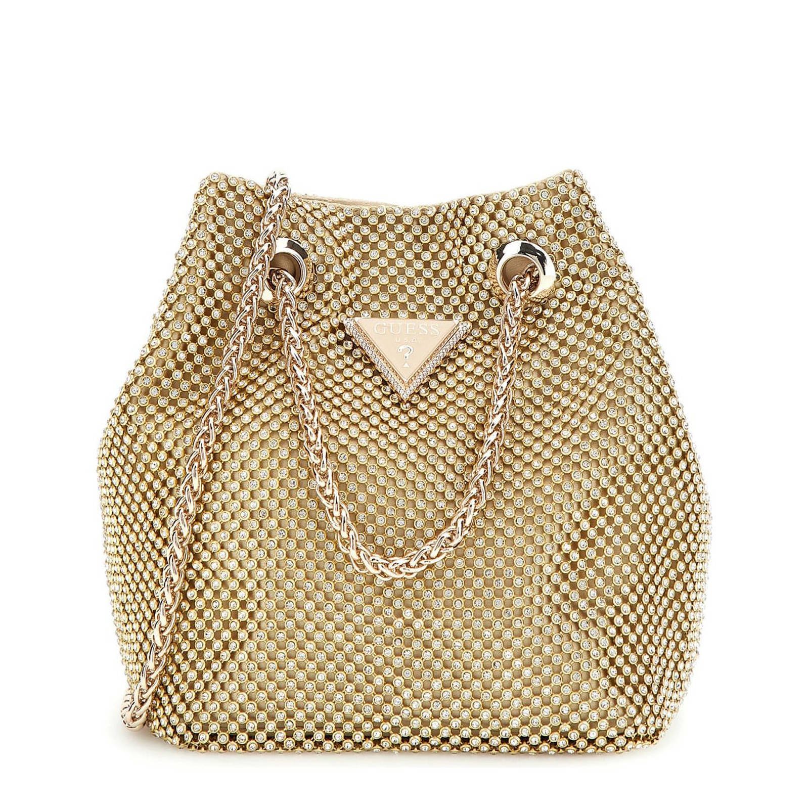 GUESS handtas met strass Zalina goudkleurig