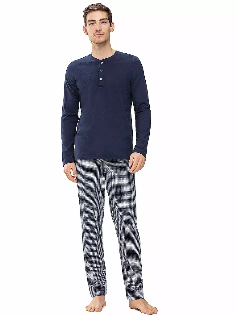 MEY Pyjama Langarmshirt  blau