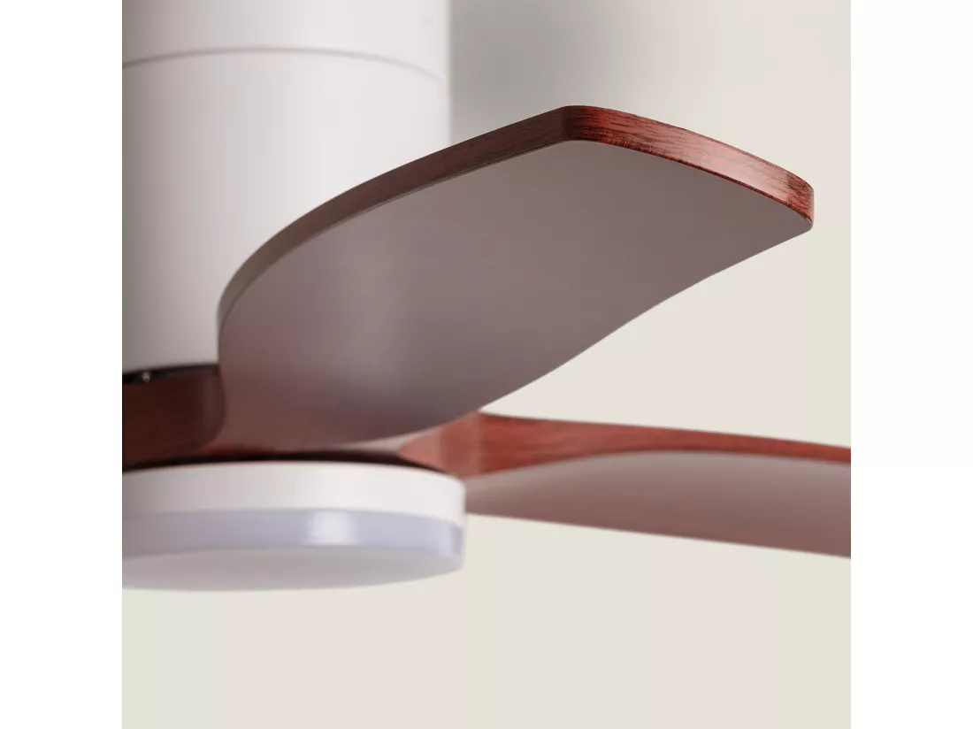 Ventilateur de Plafond Silencieux Angistri Blanc 132cm Motor DC Bois foncé Télécommande Avec lumière Non