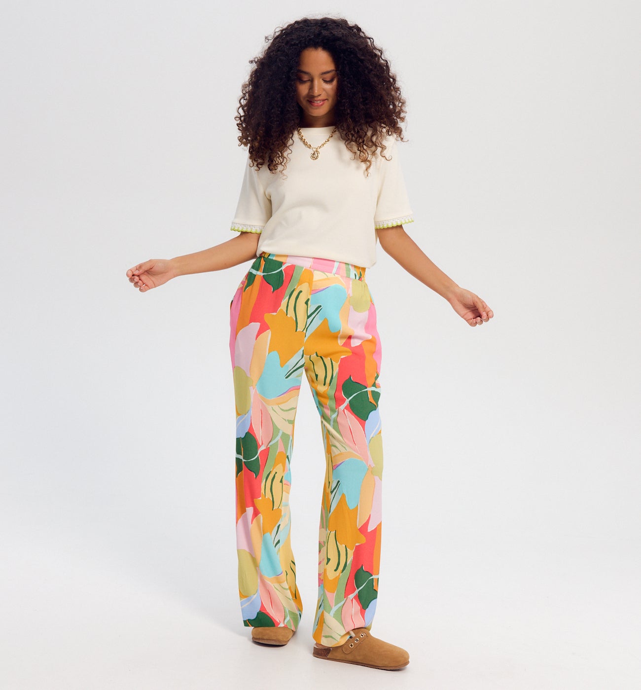 Pantalon large imprimé Femme - Imprimé multicolore