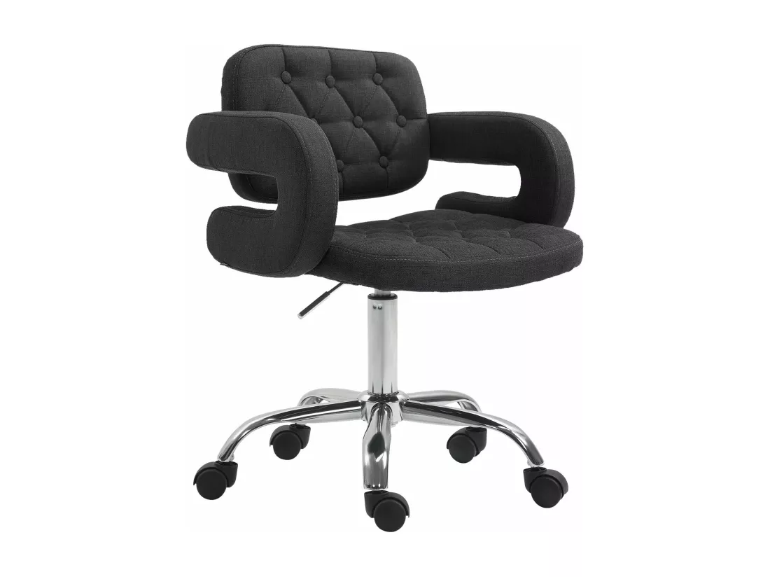 Chaise de bureau - Tissu & Métal chromé - Noir - Dublin